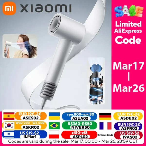 فن‌ خشک‌کن موی Xiaomi Mijia H501 SE 2024 با قدرت باد قوی، اندازه کوچک، خشک کردن سریع و کارآمد، کاهش صدای پایین
